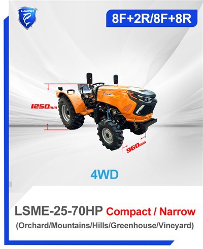 Šaurs taisnstūra augļu dārza traktors